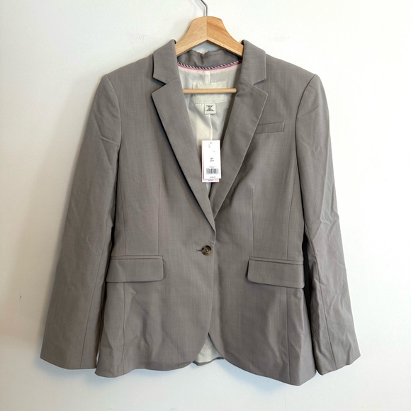 NWT Banana Republic Stretch Blazer Jacket Gray Wool 8P Petite